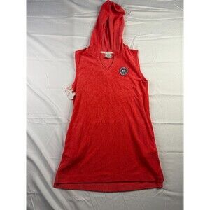 Ivory Ella Swimwear Womens Size Small Cover Up Red Sleeveless V Neck Hooded